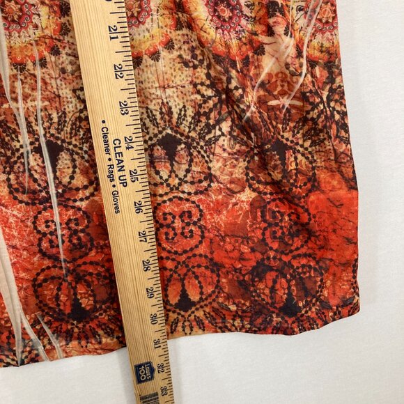 One World size 3X Red Brown Boho Artsy Flutter Sleeve Blouse Vacation Festival - Picture 5 of 9